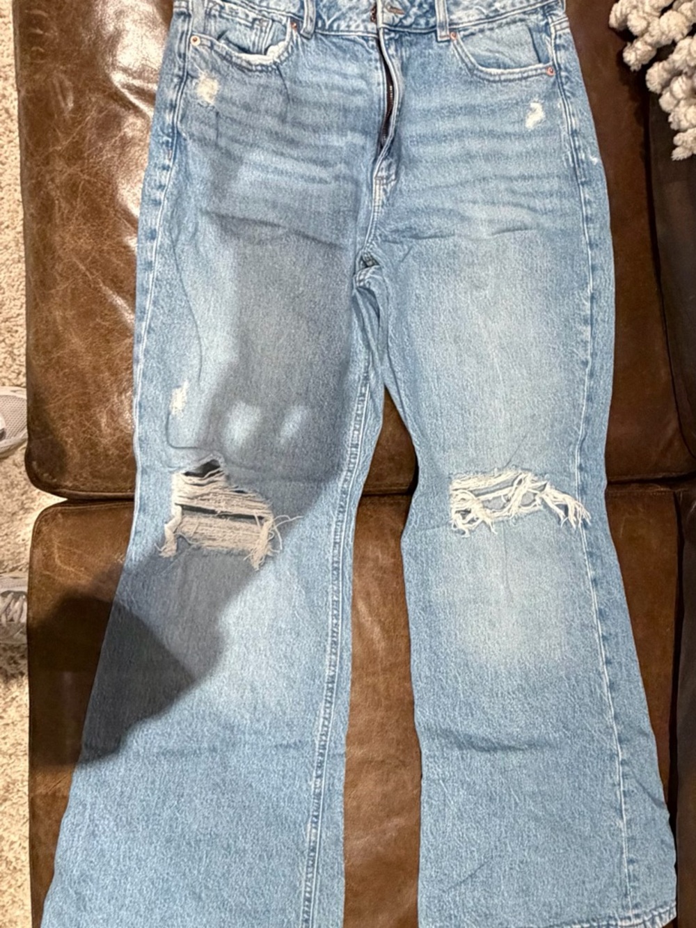 Garage Light Blue Distressed Wide leg Jeans